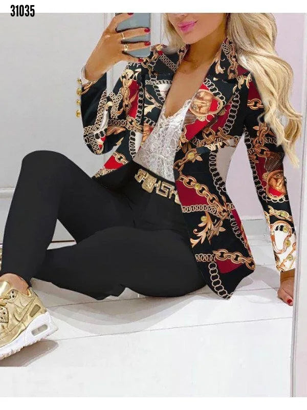 New 2023 Formal Office Pant Sets Women 2PCS Double Breasted Solid Blazers Jacket and Pants Two Pieces Set Female Pant Suits Sets